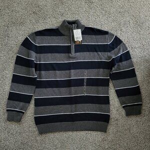 Boys Navy & Grey Striped Sweater XG size Large, New with Tags